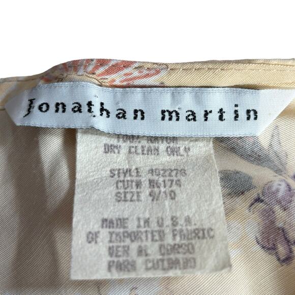 Vintage 90s Beige White Floral Sleeveless Mini Dress Open Keyhole Back Made USA - Picture 7 of 10